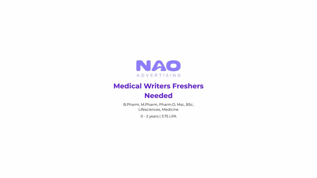 NAO Healthcare Communications hiring Medical Writers