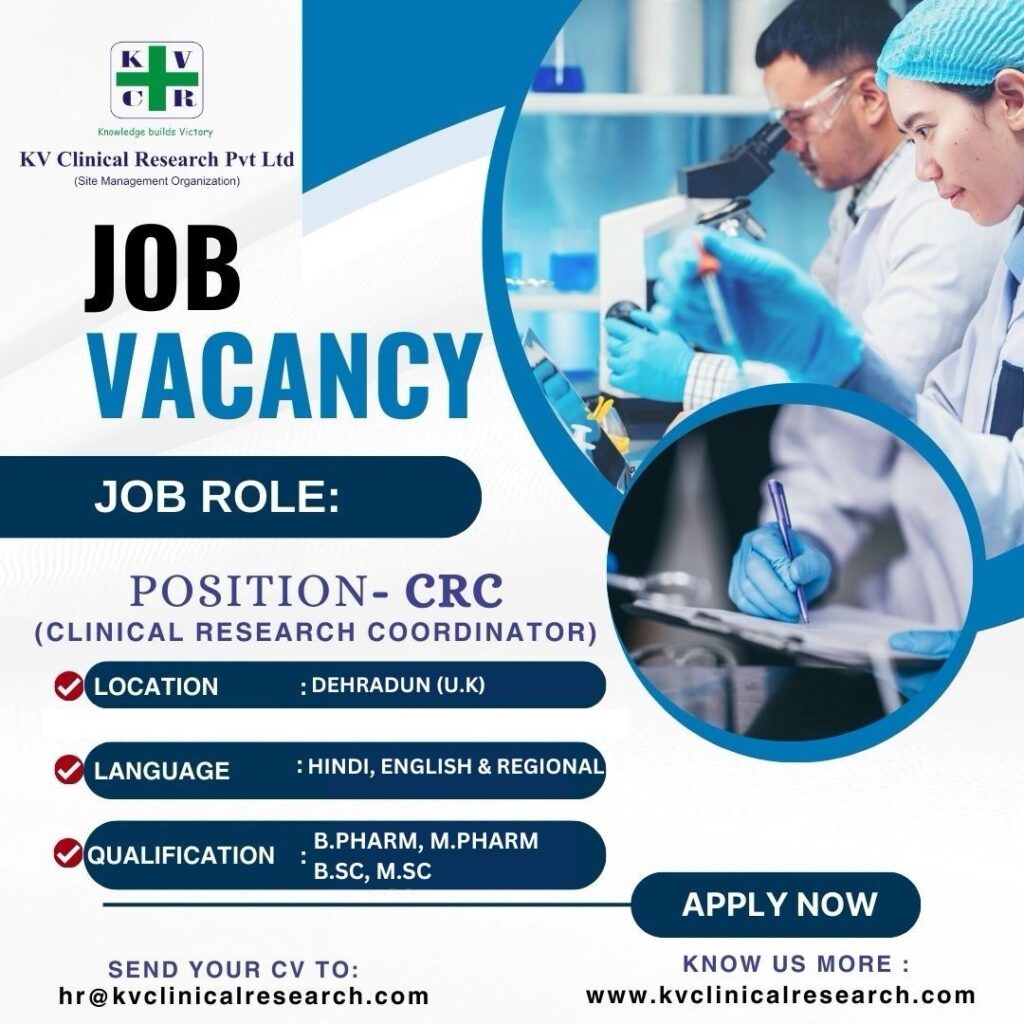 KV Clinical hiring Clinical Research Coordinator